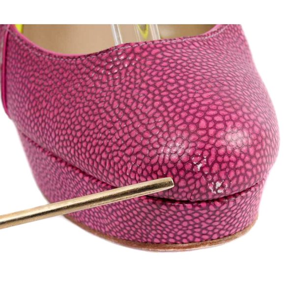 JOAN & DAVID Magenta & Chartreuse Green Textured Two-Tone Slingback Pumps Size 6 - Picture 6 of 8